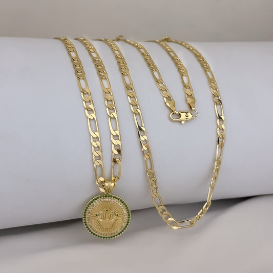 Caadena Tejido Catier de 60cm de 5mm de Grosor + Dije de  Rolex con Micro Circones en Oro Laminado 18k con Garantia de por vida