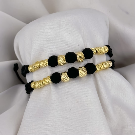 Pulseras para Parejas de balin Italiano de 4mm 6mm y Neopreno en Oro de 10k con Garantía de por vida Joyas de Alta Calidad